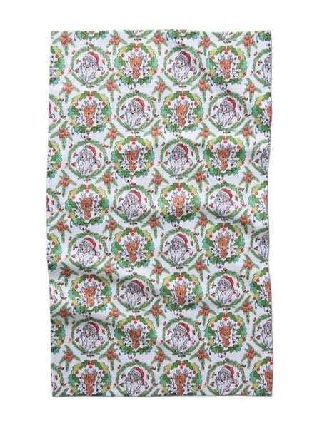 Geometry Berry Retro Holiday Tea Towel