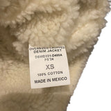 *NWT Denimist Denim Faux Shearling Collarless Snap Front Cropped Trucker Sherpa Jacket, Size XS