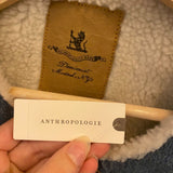 *NWT Denimist Denim Faux Shearling Collarless Snap Front Cropped Trucker Sherpa Jacket, Size XS