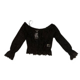 *L'Agence Iggy Sheer Lace Long Sleeve Off The Shoulder Peplum Top, Size M