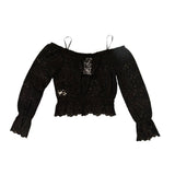 *L'Agence Iggy Sheer Lace Long Sleeve Off The Shoulder Peplum Top, Size M