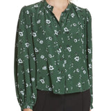 *Veronica Beard Ashlynn Silk Floral Long Sleeve Band Collar Button-Up Blouse Top, Size 8