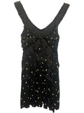 *LoveShackFancy Andra Pearl & Rhinestone Trim Sleeveless Tiered Mini Dress, Size 0