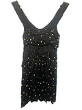 *LoveShackFancy Andra Pearl & Rhinestone Embellished Sleeveless Tiered Mini Dress, Size 9