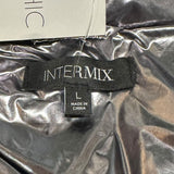 *Intermix Metallic Rib Trim Funnel Neck Zip-Up Puffer Jacket, Size L