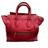 *Celine Nano Pebbled Leather Rolled Handle Zip Top Luggage Tote