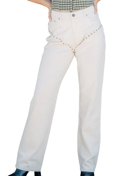 *Reformation Cowboy Studded High Rise Straight Leg Jeans, Size 27 (4)