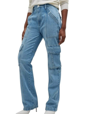 *FRAME Denim HIgh Rise Straight Leg Utility Cotton Denim Front Seam Cargo Jeans, Size 26(2)