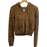 *Nili Lotan Callie Leopard Long Sleeve Zip Front Hoodie Sweatshirt Jacket, Size XS