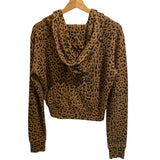 *Nili Lotan Callie Leopard Long Sleeve Zip Front Hoodie Sweatshirt Jacket, Size XS