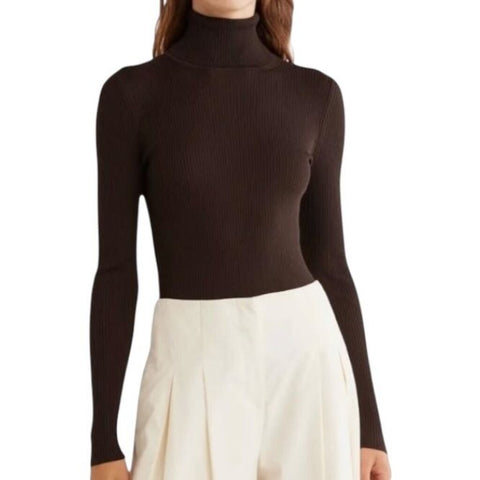*TWP Wool Rib Knit Turtleneck Classic Slim Fit Sweater, Size S