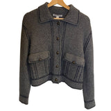 *Autumn Cashmere Cashmere & Wool Blend Knit Tipped Metal Button Oversized Trucker Jacket, Size XS