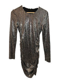 *L'Agence Sunny Sequin Long Sleeve Round Neck Ruched Side Bodycon Mini Dress, Size 0