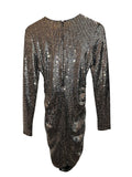 *L'Agence Sunny Sequin Long Sleeve Round Neck Ruched Side Bodycon Mini Dress, Size 0