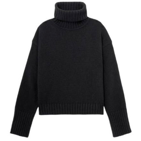 ^G. Label Merino Wool Chunky Knit Flared Cuff Turtleneck Sweater, Size M