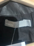 *Vince Cross-Front Lambs Leather Collarless Round Neck Asymmetric Zipper Jacket, Size M