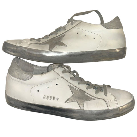 *Golden Goose Superstar Leather & Suede Metallic Trim Hidden Lift Sneakers, Size 41