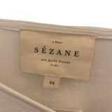 *Sezane Heloise Crepe Long Raglan Sleeve V-Neck Faux Button-Up Blouse Top, Size FR44 (US12)