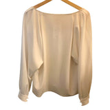 *Sezane Heloise Crepe Long Raglan Sleeve V-Neck Faux Button-Up Blouse Top, Size FR44 (US12)