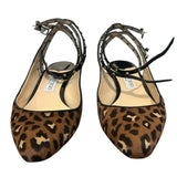 *Jimmy Choo Daniela 30 Ponyhair Leopard Studded Ankle Straps Block Heel Pumps, Size 40