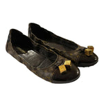 *Louis Vuitton Lovely Monogram Canvas & Leather Toe Cap Metal Cube Logo Trim Ballet Flats, Size 38