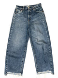 *Moussy Vintage Dunkirk Round High-Rise Barrel Leg Raw Hem Cropped Jeans, Size 26(2)