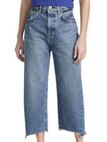 *Moussy Vintage Dunkirk Round High-Rise Barrel Leg Raw Hem Cropped Jeans, Size 26(2)