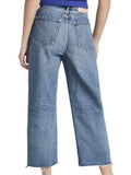 *Moussy Vintage Dunkirk Round High-Rise Barrel Leg Raw Hem Cropped Jeans, Size 26(2)