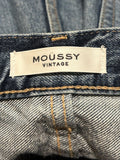 *Moussy Vintage Dunkirk Round High-Rise Barrel Leg Raw Hem Cropped Jeans, Size 26(2)