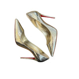 *NWT Christian Louboutin Kate Metallic Leather Pointed Toe 100mm Stiletto Pumps, Size 39.5