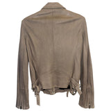 *IRO Paris Han Lamb Leather Asymmetric Zip Buckle Side Waist Biker Moto Jacket, Size FR40=8