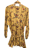 *Rhode Resort Ella Trellis Floral Dolman Long Sleeve Round Neck Braided Belt Full Mini Dress, Size S