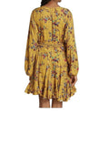 *Rhode Resort Ella Trellis Floral Dolman Long Sleeve Round Neck Braided Belt Full Mini Dress, Size S