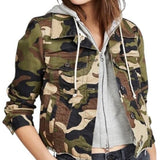*NWT Veronica Beard Cara Cotton Denim Camo Removable Hoodie Dickey Trucker Jacket, Size L