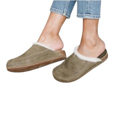 *Jenni Kayne Shearling Lined Moc Clog Suede Molded Footbed Mules, Size 37