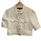 *Veronica Beard Raina Cotton Denim Short Sleeve Cropped Trucker Jean Jacket, Size S
