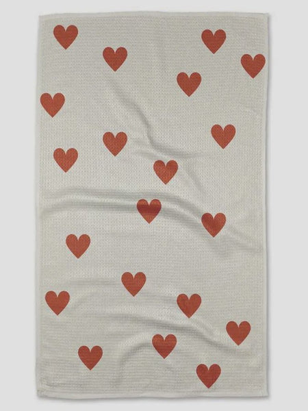 Geometry Simple Love Scattered Hearts Tea Towel