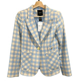 *Smythe Patch Pocket Duchess Cotton Blend Check Leather Elbow Notch Lapel One-Button Blazer, Size 4