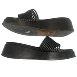 *Labucq Caye Nappa Leather Corded Vamp Platform Wedge Slide Sandal, Size 38