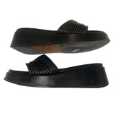 *Labucq Caye Nappa Leather Corded Vamp Platform Wedge Slide Sandal, Size 38