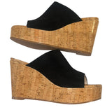 *NWOT Stuart Weitzman Margarite Suede Coated Cork Platform Wedge Slide Sandals w/Box, Size 9.5