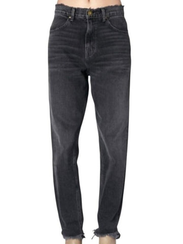 *THE GREAT. The Slouch Taper Cotton Denim High-Rise Raw Hem Jeans, Size 26 (2)