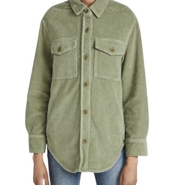 *Reformation Layne Stretch Cotton Corduroy Spread Collar Button-Up Oversized Shacket, Size S