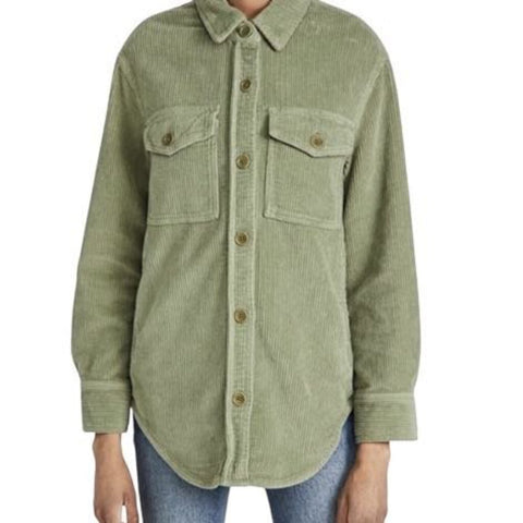 *Reformation Layne Stretch Cotton Corduroy Spread Collar Button-Up Oversized Shacket, Size S