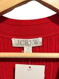 *NWT J. Crew Elbow Sleeve Button-Up Stretch Rib Knit V-Neck A-Line Midi Sweater Dress, Size XS