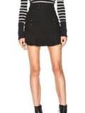 *Isabel Marant Lena 70s Brandebourg Wool & Cotton Military Flounce Hem Mini Skirt, Size FR 38=US 6