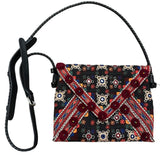 *Etro Goa Leather Embroidery Bead & PomPom Trim Envelope Magnetic Closure Braided Strap Shoulder Bag