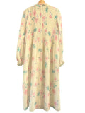 *GANNI Afterglow Pleated Georgette Floral Long Blouson Sleeve Ruffle Neck Midi Dress, Size FR36(4)