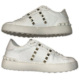 *Valentino 11 Rockstud Untitled Leather Stud Trimmed Low-Top Sneaker,w/Box, Size 36