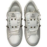 *Valentino 11 Rockstud Untitled Leather Stud Trimmed Low-Top Sneaker,w/Box, Size 36